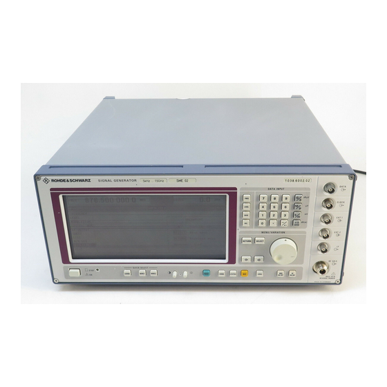 Rohde & Schwarz SME02 Operating Manual