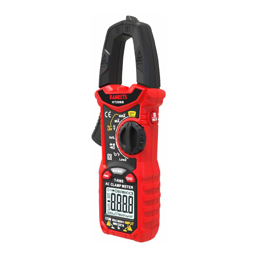 KAIWEETS HT206B - True-RMS Digital Clamp Meter Manual