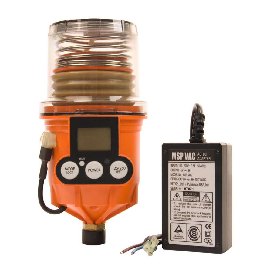 Pulsarlube MSP Series - 60ml/125&250ml/500ml Lubricator Manual