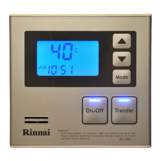 Rinnai MC-100V Operation & Installation Manual