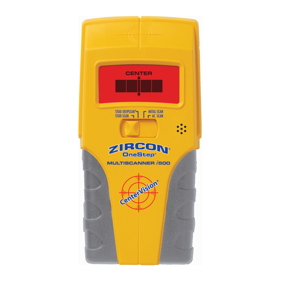 Zircon OneStep MultiScanner i500 - Stud And Metal Finder Manual