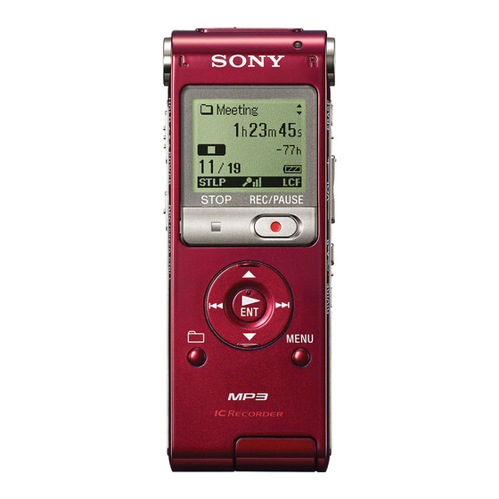 Sony ICD-UX200 - Digital Flash Voice Recorder Manuals