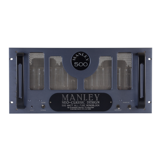Manley 500 / 200 WATT MONOBLOCK AMPLIFIER Manuals