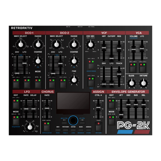 Retroaktiv PG-2K Manuals