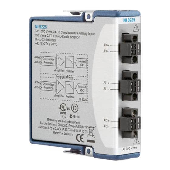 National Instruments 9225 Operating Instructions And Specifications