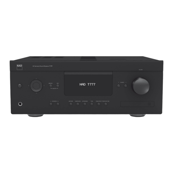 NAD T 777 Quick Setup Manual