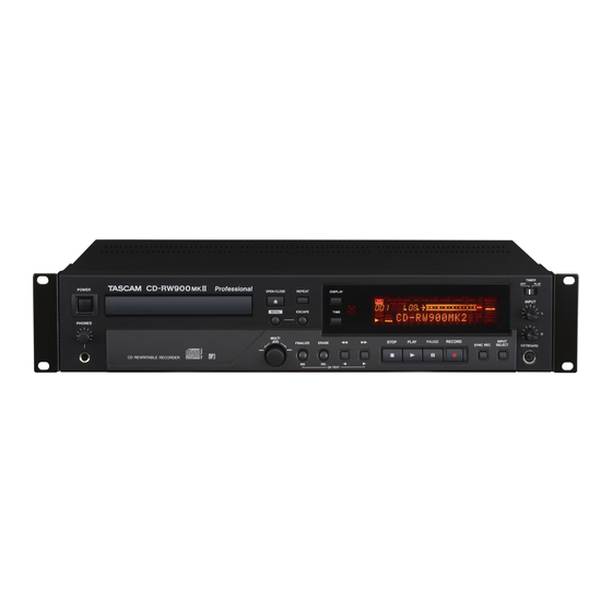 Tascam CD-RW900 Consultant’s Specification