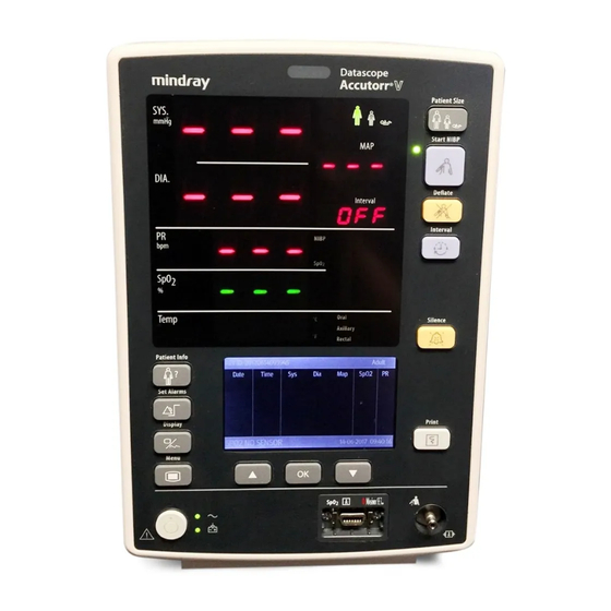 Mindray Accutorr V Operating Instructions Manual