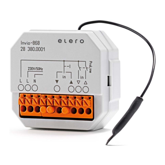 elero Invio-868 Operating Instructions Manual