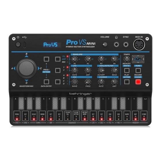 Behringer PRO-VS MINI Quick Start Manual