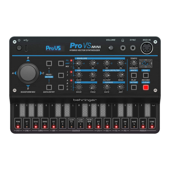 Behringer PRO VS MINI Quick Start Manual