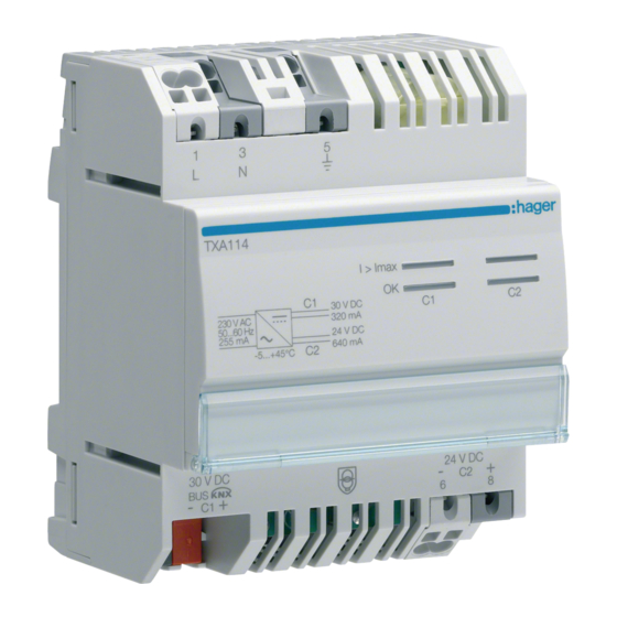 hager TXA114 Quick Start Manual