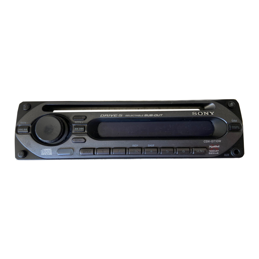 Sony CDX-GT20W, CDX-GT10W - FM/AM Compact Disc Player Installation/connections Manual