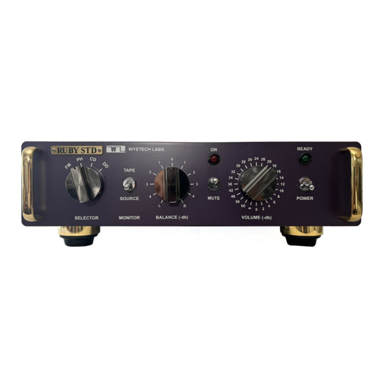 User Manuals: WYETECH LABS Ruby STD Tube Preamp