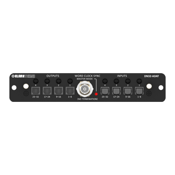 Klark Teknik DN32-ADAT Quick Start Manual