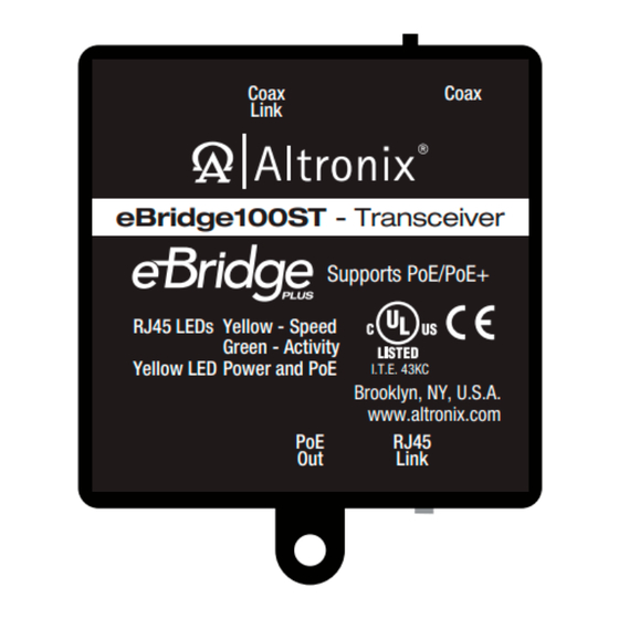 Altronix eBridge PLUS eBridge100ST Installation Manual