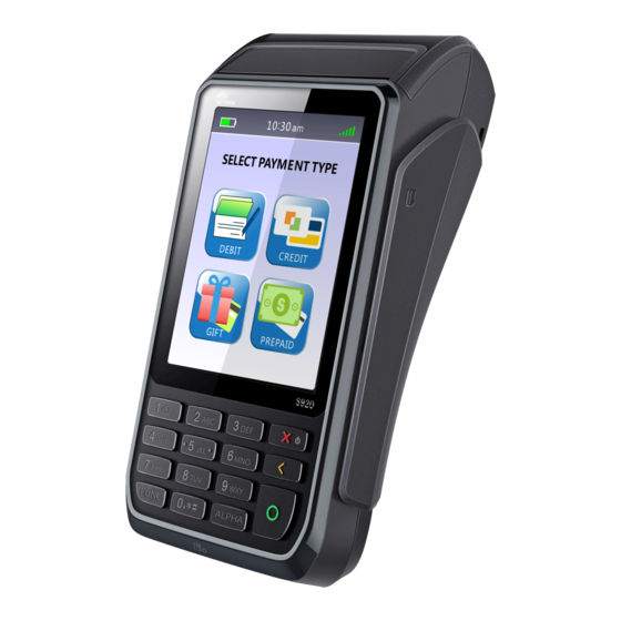 Pax Technology S920 Quick Reference Manual