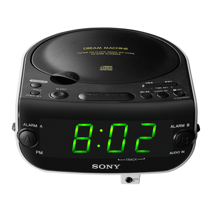 Sony DREAM MACHINE ICF-CD814 Operating Instructions