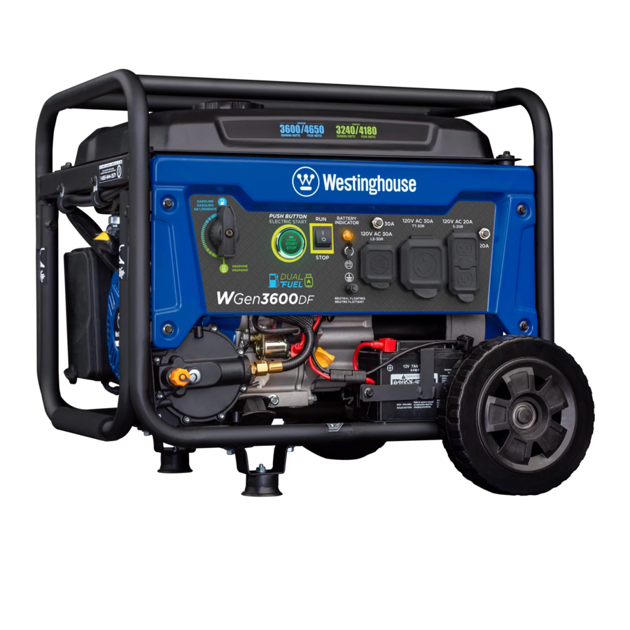 Westinghouse WGen3600DF - Dual Fuel Portable Generator Manual