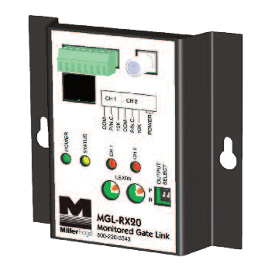 Miller Edge MGL-TX20 Installation Instructions