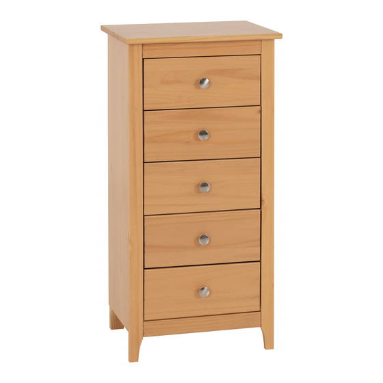 Seconique Furniture OSLO 5 DRAWER NARROW CHEST Manuals