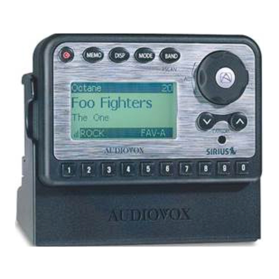Audiovox Sirius Shuttle SIR-CK1 Installation Manual