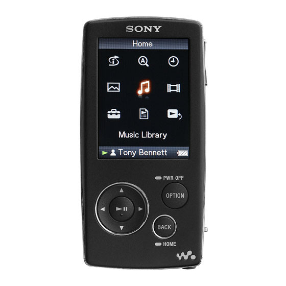 Sony NWZ-A815BLK - 2gb Digital Music Player Instructions Manual