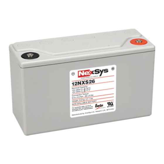 Nexsys 12NXS26 Battery Installation, Operation And Maintenance