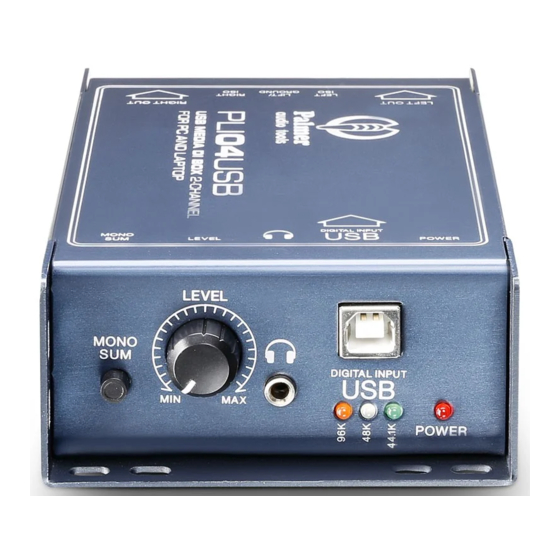 Palmer PLI 04 USB Quick Start Manual
