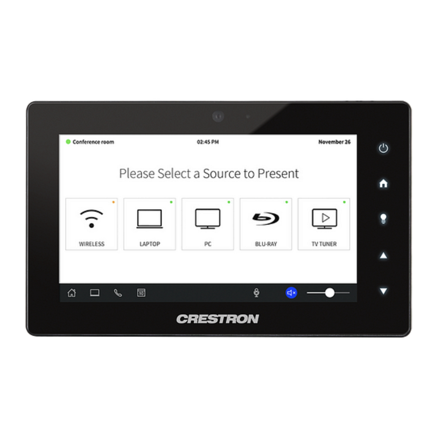 Crestron TSW-560, TSW-760, TSW-1060 - Touch Screen Quick Start Guide