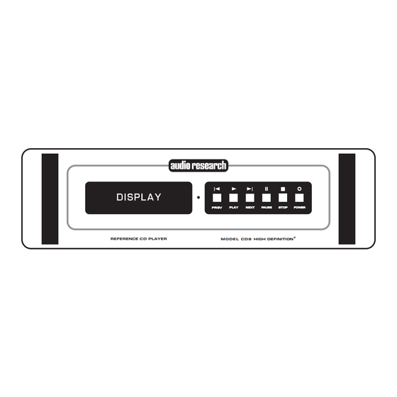 Audio Research Reference CD8 Owner's Manual
