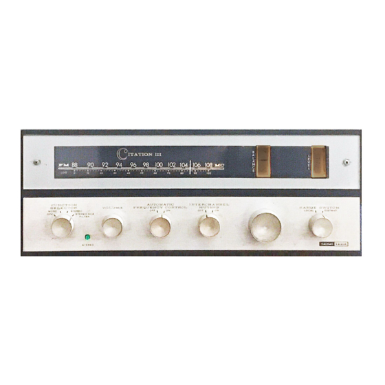Harman Kardon CITATION III-X Assembly And Operation Manual