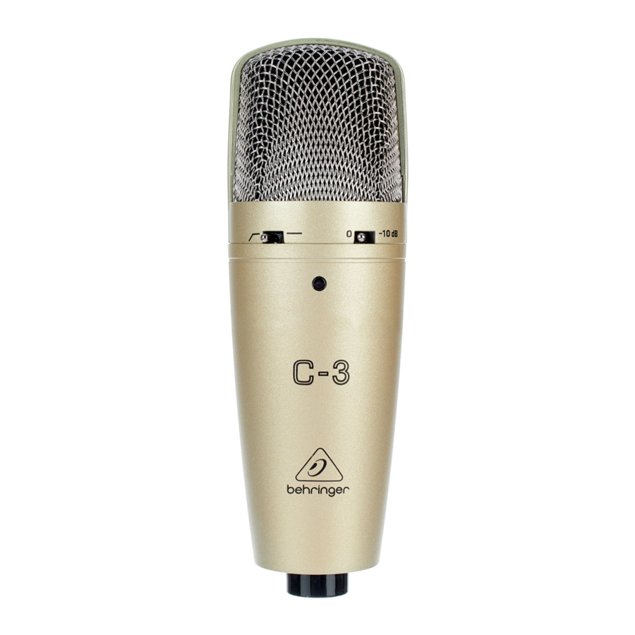 Behringer C-3 - Studio Condenser Microphone Manual