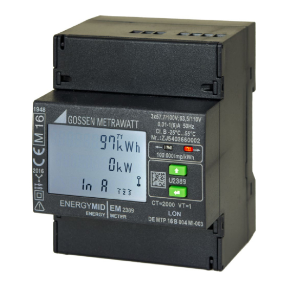 Gossen MetraWatt LonWorks ENERGYMID U228 W1 Series Interface Description