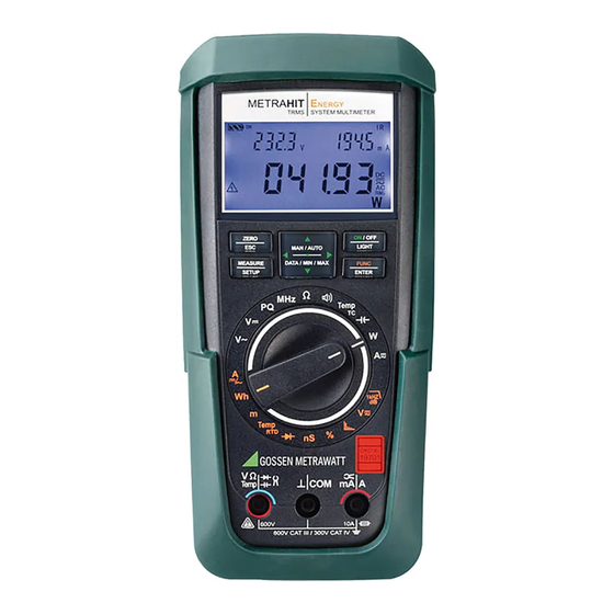 Gossen MetraWatt METRAHIT ENERGY TRMS System Multimeter Operating Instructions Manual