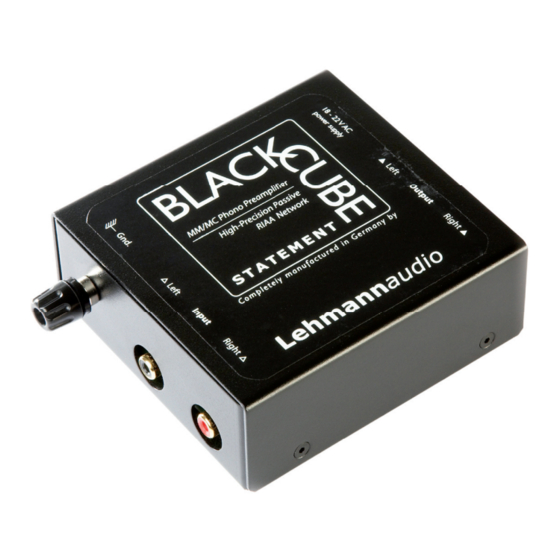 Lehmannaudio Black Cube Statement Manual