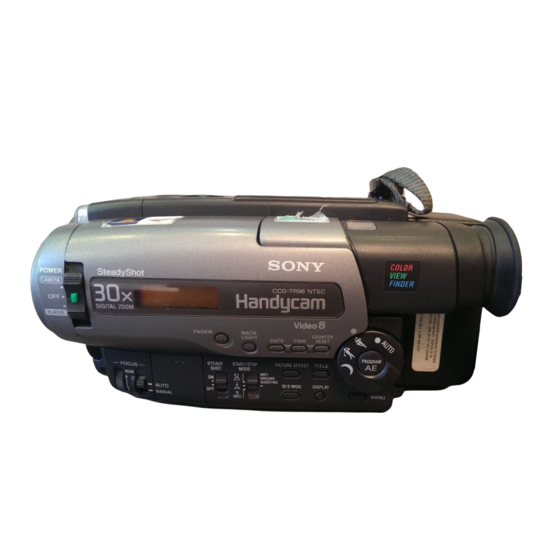 Sony CCD-TR86 - Video Camera Recorder 8mm Manuals