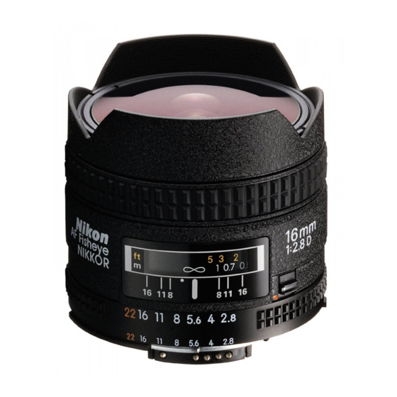 Nikon Lenses AF Fisheye-Nikkor 16mm f/2.8 Instruction Manual