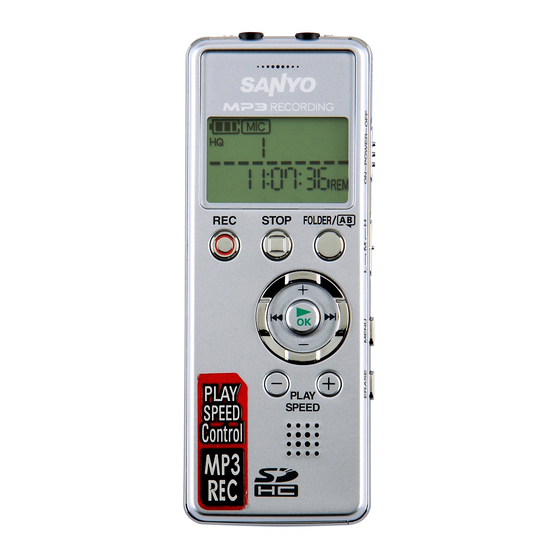 Sanyo ICR-FP700D - Digital Voice Recorder Instruction Manual