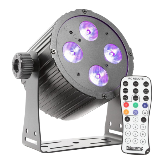Beamz professional BAC404 ProPar 4x18W 6-1 HEX DMX IR Instruction Manual