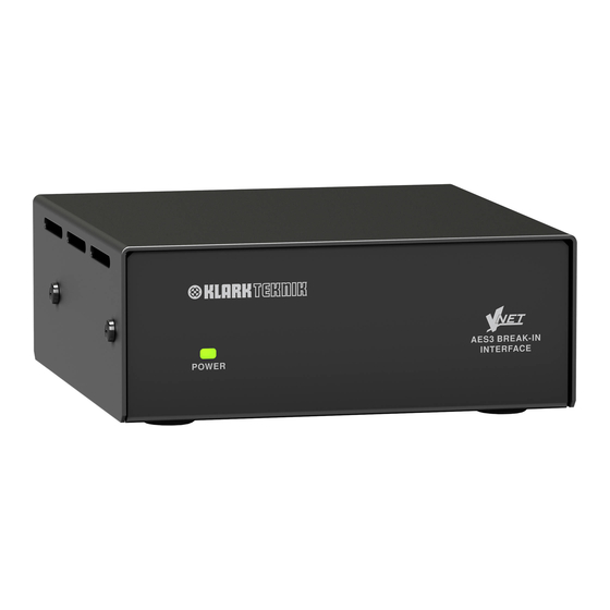 Klark Teknik VNET2-AES Quick Start Manual