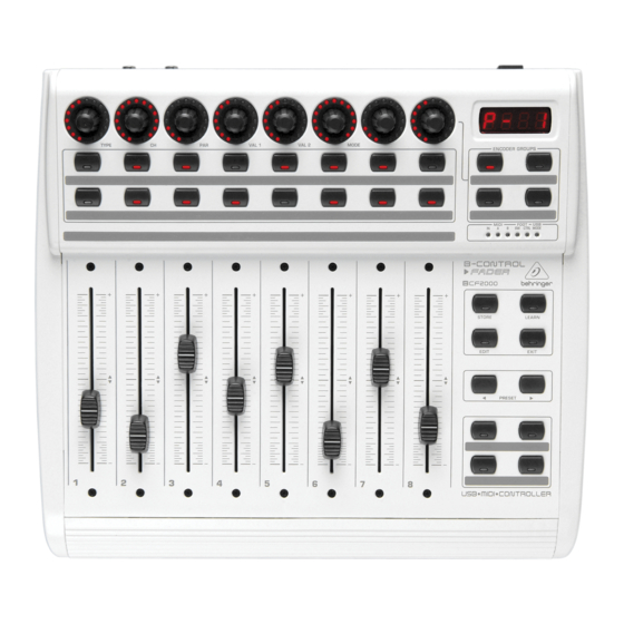 Behringer BCF2000 Quick Start Manual
