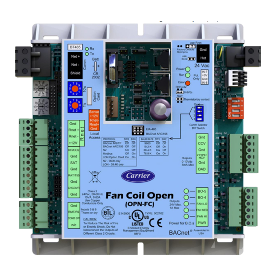 Carrier Fan Coil Manuals