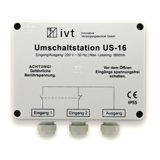 IVT US-16 Operating Instructions Manual