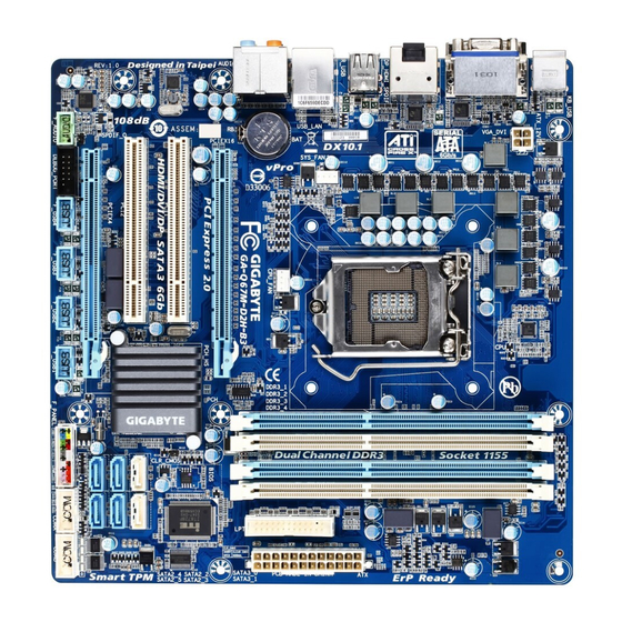 Gigabyte GA-Q67M-D2H-B3 Motherboard Manuals