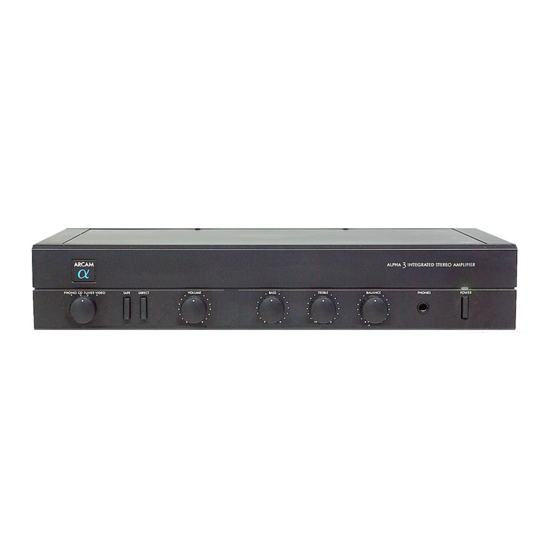 Arcam Integrated Amplifier Alpha 3 Handbook