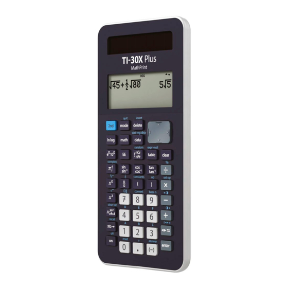 Texas Instruments MathPrint TI-30X Plus Quick Manual