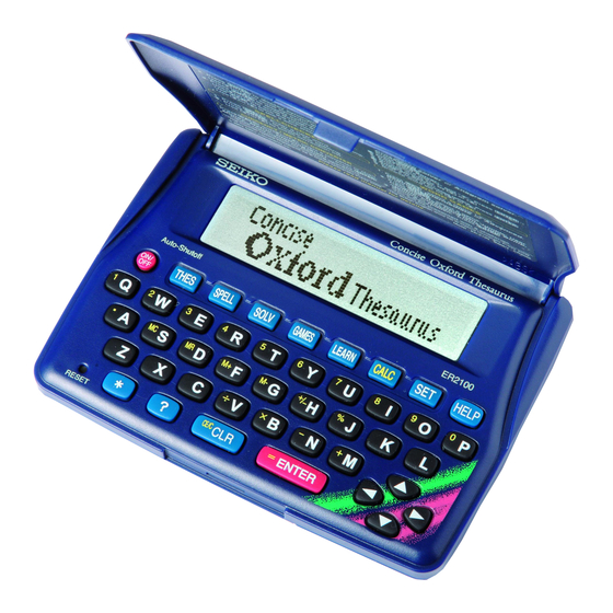 Seiko Concise Oxford Thesaurus ER2100 Operation Manual