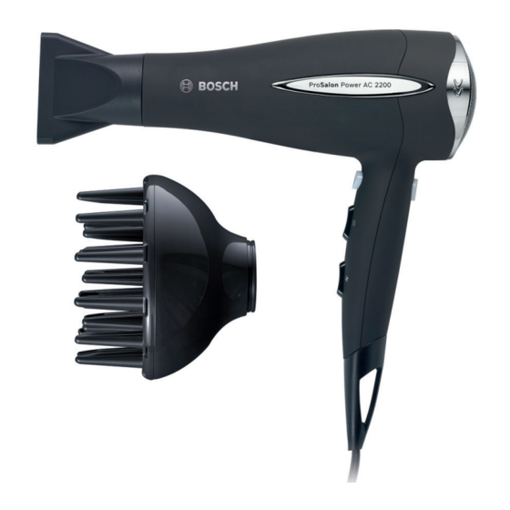 User Manuals: Bosch PHD976 series Hair Dryer