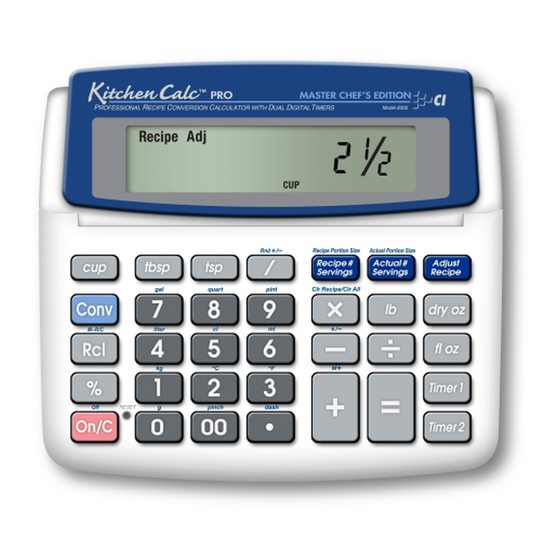 Calculated Industries Kitchen Calc PRO Master Chef's Edition 8305 User Manual
